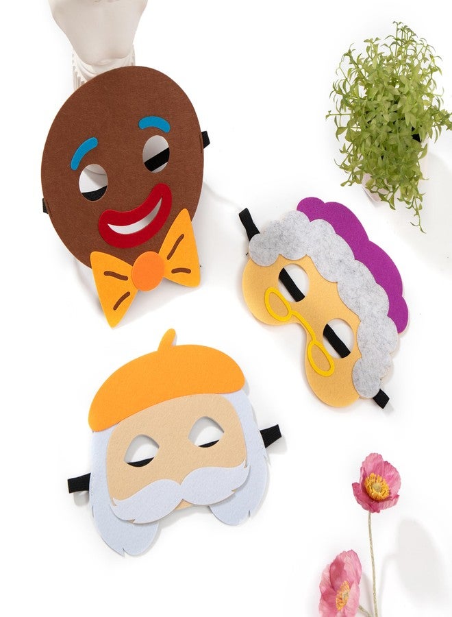 INF-STAR Felt Masks Set - 6PCS Old Man Old Woman Gingerbread Man Fox Cow Pig Costume Masks for Kids Birthday Party, Christmas Play & Halloween Dress Up - Image 2